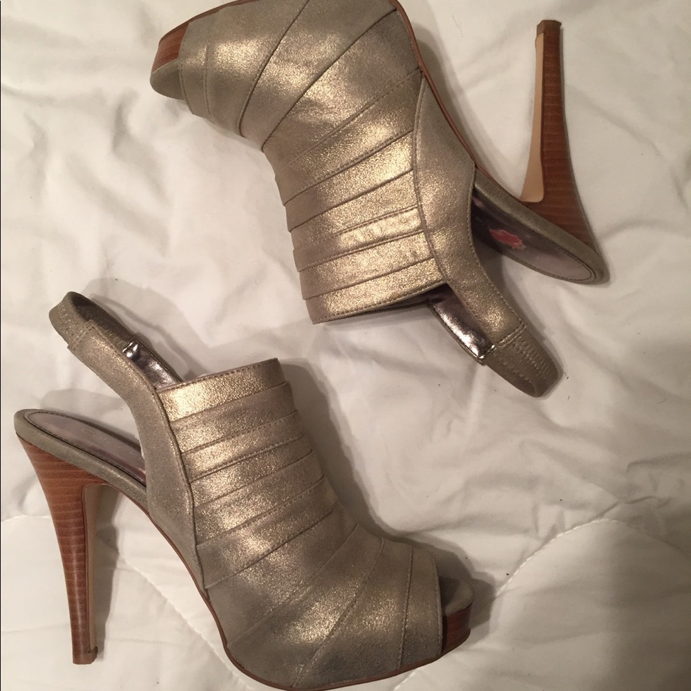 Calvin Klein Metallic Peep Toe Heels